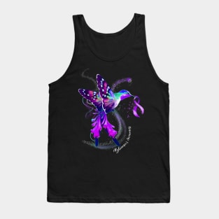 Hummingbird Holding Purple Ribbon Alzheimer's Awareness Tank Top